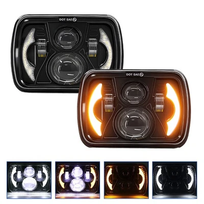 5X7" 7X6 LED Headlight Halo Hi-Lo For Chevy El Camino 1978-1981 Malibu LUV Truck - Image 1 of 4