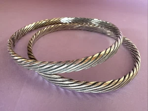 Bracelets vintage câble corde en argent massif - Photo 1/15