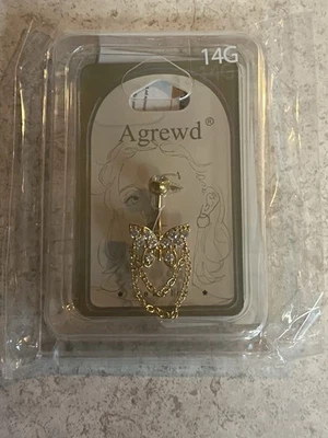 Agrewd Body Jewelry Belly Button Piercing Butterfly Stainless Steel Gold Color - Image 1 of 2