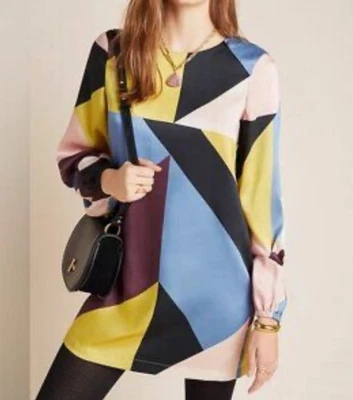 Vestido Corey Lynn Calter Anthropologie Rosa Amarillo Azul Color Bloques Talla M Foto 1 de 4