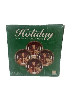 Neu Susan Winget 4er Set Feiertage Dessertteller 8" Vintage in Box Weihnachten  - Bild 1 von 7