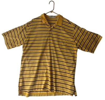 Fairway & Greene Stripe Polo Shirt Mens Size XL Golf Yellow Blue - Image 1 of 4