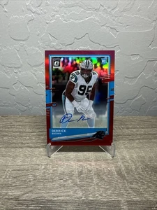 2020 Donruss Optic Derrick Brown Red Prizm Rookie RC Auto /50 #114 Panthers - Picture 1 of 1