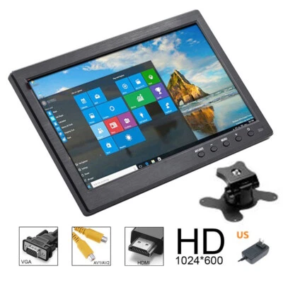 10.1" LCD Home Security Monitor TV & Computer Display Screen 2CH w/ Speaker VGA - Image 1 of 4