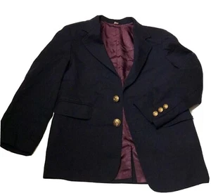 Talbots Kids Coat Jacket Blazer Black Gold Buttons 100% Wool Boys 7 - Picture 1 of 7