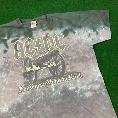 Винтажная мужская футболка Liquid Blue ACDC XL синий серый галстук краситель 2006 промо рок-группа - Изображение 1 из 4
