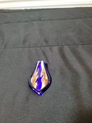 Colgante de vidrio artístico soplado a mano azul oro blanco en forma de lágrima sin cadena usado Foto 1 de 4