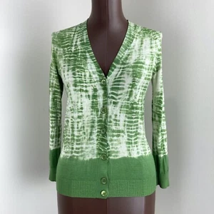 BCBG Maxazria Womens Cardigan Sweater XS Artichoke Green Hand Dyed Silk Cotton - Picture 1 of 4