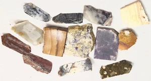 Lot of Cab Rough w Orange Calcite and Rain Forest Jasper and Dendritic Agate - Picture 1 of 7