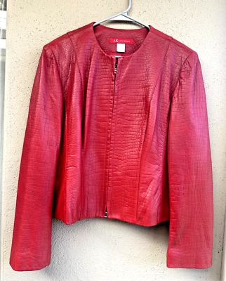 Chaqueta de cuero suave 100 % genuina roja vintage Anne Klein talla 16 para mujer talla 16 Foto 1 de 4