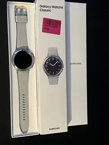 Samsung Galaxy Watch4 Classic 46 mm Edelstahlgehäuse silber am Silikonarmband si - Zdjęcie 1 z 5