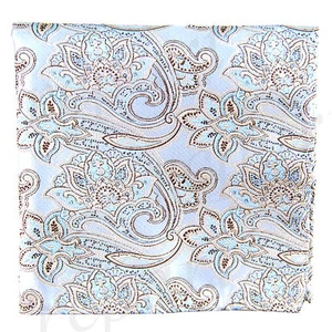 New men's polyester paisley silver hankie pocket square formal wedding party - Picture 1 of 2