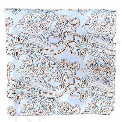 Nuevo Hombre Poliéster Paisley Plata Hankie Bolsillo Cuadrado Formal Boda Fiesta  Foto 1 de 2