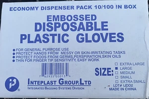 Poly geprägte Einweghandschuhe transparent groß Spender 100 Stück 10 - Bild 1 von 2