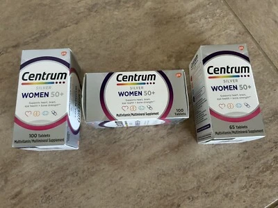 3 nuevas cajas de tabletas Centrum plateadas para mujer 50+ 2 100 y 1 65 exp. 9/25, 10/25, 02/26 Foto 1 de 3