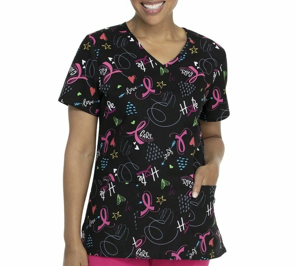 Breast Cancer Awareness Scrub Shirt Women’s 2xl Scrubstar Hearts Nurse Chemo