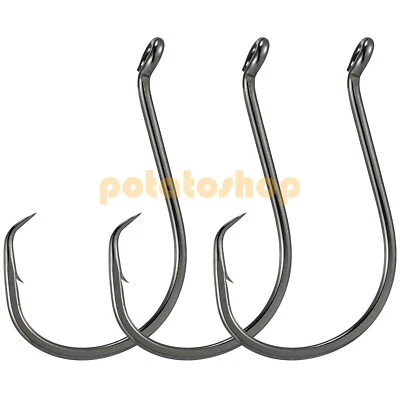 100/200pcs Circle Sea Fishing Hooks Catfish Tuna Fishing 1/0-8/0 Sizes - Image 1 of 4