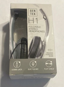 Gentek H1 Foldable Stereo Headphones With Built In Mic Black~SEALED BOX - Picture 1 of 5