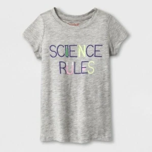 Cat & Jack Girls' "Science Rules" Cap Sleeve T-Shirt Heather Gray - Size 18M - Picture 1 of 1