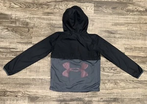 Under Armour YL Black Gray Red Jacket Windbreaker Boys - Picture 1 of 4