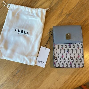 Furla 1927 Vertical Mini leather crossbody -blue NWT - Picture 1 of 11
