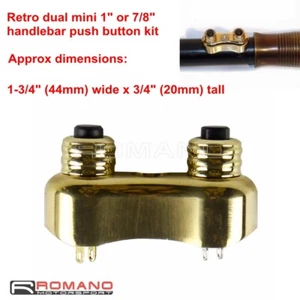 Retro Brass Custom CNC Dual Push Buttons Switches For Harley 1" 7/8" Handlebars - Picture 1 of 6