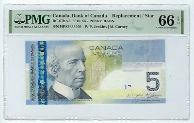 Canada 2001 BC-67bA-i $5 Note HPS Prefix PMG 66 EPQ Single note Replacement - Image 1 of 2