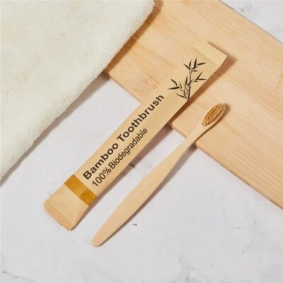 Cepillo de dientes de bambú 10 piezas cepillos de dientes de madera madera orgánica natural ecológico - Imagen 1 de 4