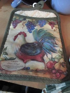 SUSAN WINGET ~ROOSTER  "SUNRISE VINEYARD" ~ LINEN KITCHEN SET ~ JAMBERRY S&P - Picture 1 of 7