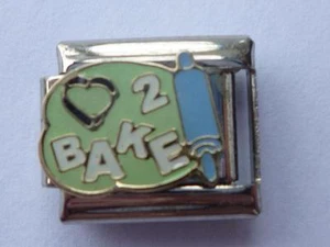 SILVER LOVE TO BAKE ITALIAN CHARM fits all design 9mm Italian bracelet F15 - Picture 1 of 4