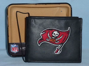 TAMPA BAY BUCCANEERS embroidered Leather BiFold Wallet NIB black - Picture 1 of 6