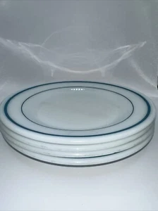 SET OF 3 VINTAGE PYREX TABLEWARE 9" BLUE BAND PLATES & 1 ANCHOR HOCKING PLATE - Picture 1 of 11