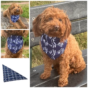 Dog Pet Bandana Neck Chief Scarf Up to 10 kg Size Small 48 x 35 x 35 cm - Navy - Picture 1 of 9