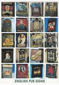 English Pub Signs PPC, Unused, Shows Golden Lion, Dog & Duck, Red Lion, Lyric  - Picture 1 of 2