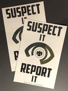 SCHILD • VERDÄCHTIGE ES MELDE ES • x4 5x7 POSTKARTEN • MARVEL AVENGERS AGENT - Bild 1 von 3