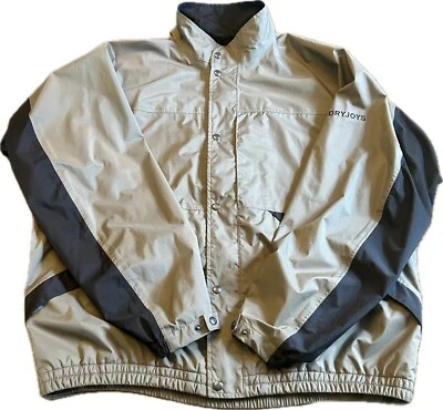 DryJoys by FootJoy FJ 高尔夫全拉链雨风夹克灰褐色黑色 XL 码通风 — 第 1/4 张图片