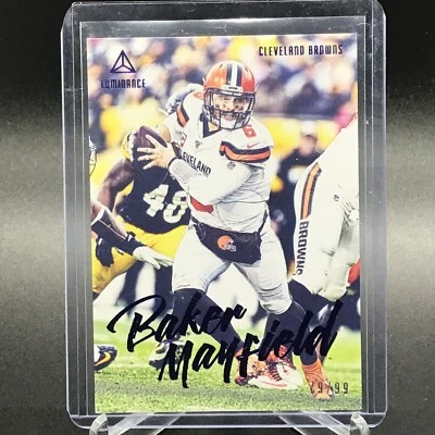 2020 Panini Luminance Blue #/99 Baker Mayfield #29 SSP Numbered Cleveland Browns - Image 1 of 2