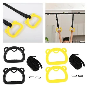 2Pcs Kids Indoor Gymnastic Rings with Webbing Pull up Exercise for Workout - Picture 1 of 4