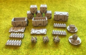 Futuristic Ammo Crates & Shells, 3D Printed Scenery Terrain, Fantasy Sci fi RPG - Picture 1 of 5
