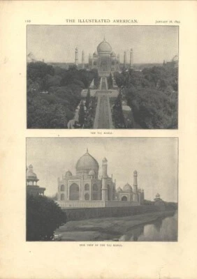 1893 Taj Mahal India Engravings Beautiful Illustrated Views Vintage Article - Image 1 of 2
