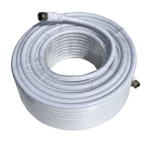 75 FT RG6 White Coax Cable & Connectors 75' coaxial HD 75 ohm TV Outdoor Indoor - Picture 1 of 3