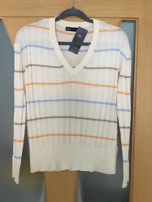marks and spencer Sz Med Jumper Cream Multi Linen Blend Bnwt  - Image 1 of 4