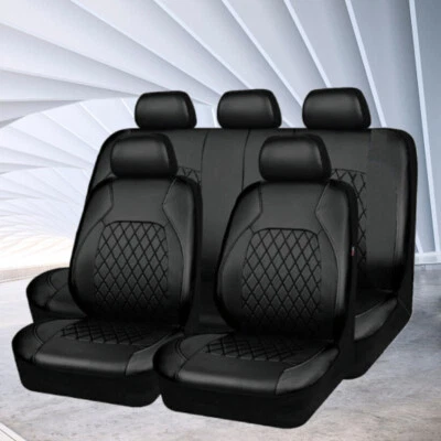 9pcs Car Seat Cover PU Leather Interior Accessories Protector Universal Full Set - Image 1 of 4
