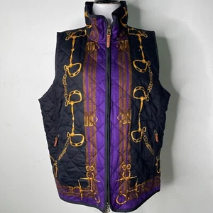 Ralph Lauren Women's Purple Black Equestrian Reversible Quilted Vest Size 2X - Picture 1 of 13