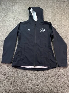 Under Amour Storm Rain Jacket Womens Small Black Full Zip Coat Ladies FLAW - Picture 1 of 15
