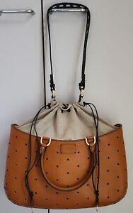 FENDI (Authentic) Tan/Brown Perforated Leather Drawstring B Fab Handbag