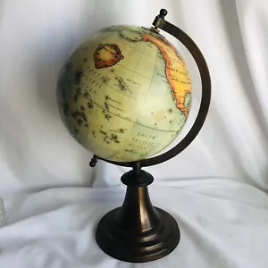Vintage MCM Rotating Old World Globe Brass/Metal Stand For Office School Or Home - Picture 1 of 10
