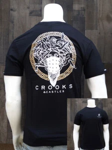Nueva Camiseta Crooks Castles Streetwear Back Side Medusa Negra Para Hombre S/S RCRCA-21 - Imagen 1 de 4