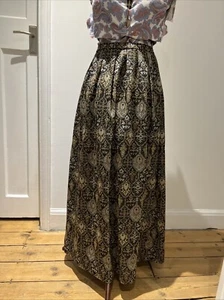 Maxi skirt women’s 1970’s Lurex Metallic Glitter Paisley Waist 26” - Picture 1 of 7