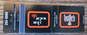 DEVIL RELATED MATCHBOOK MATCHCOVER: LUCIFER'S (CALGARY, ALBERTA) -E21 - Picture 1 of 1